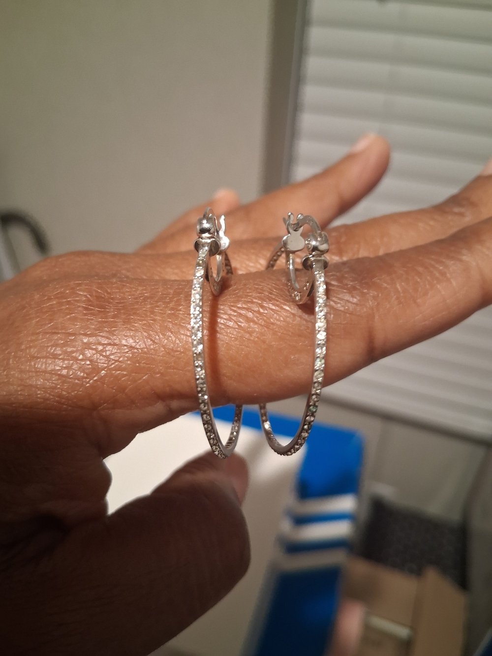 Silver-Tone Pavé Hoop Earrings - Classic Sparkle